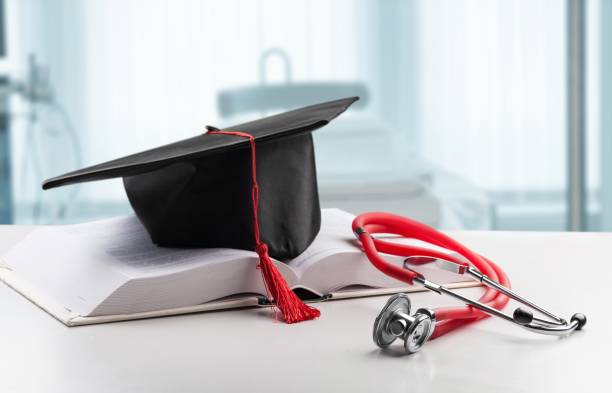 Stethoscope and graduate hat ,medical education concept